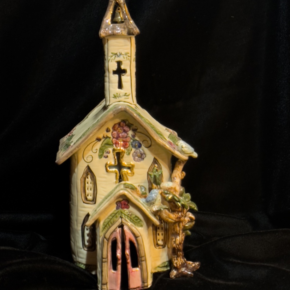 Blue Sky Church  it is 14" it is in excellent condition, no chips or cracks